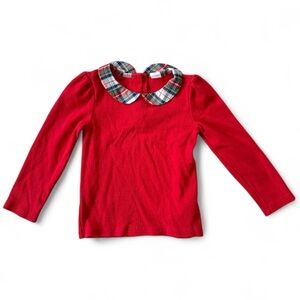 GAP Girls Red Long Sleeve Kids Tee with Plaid Collar | size 4T | EUC